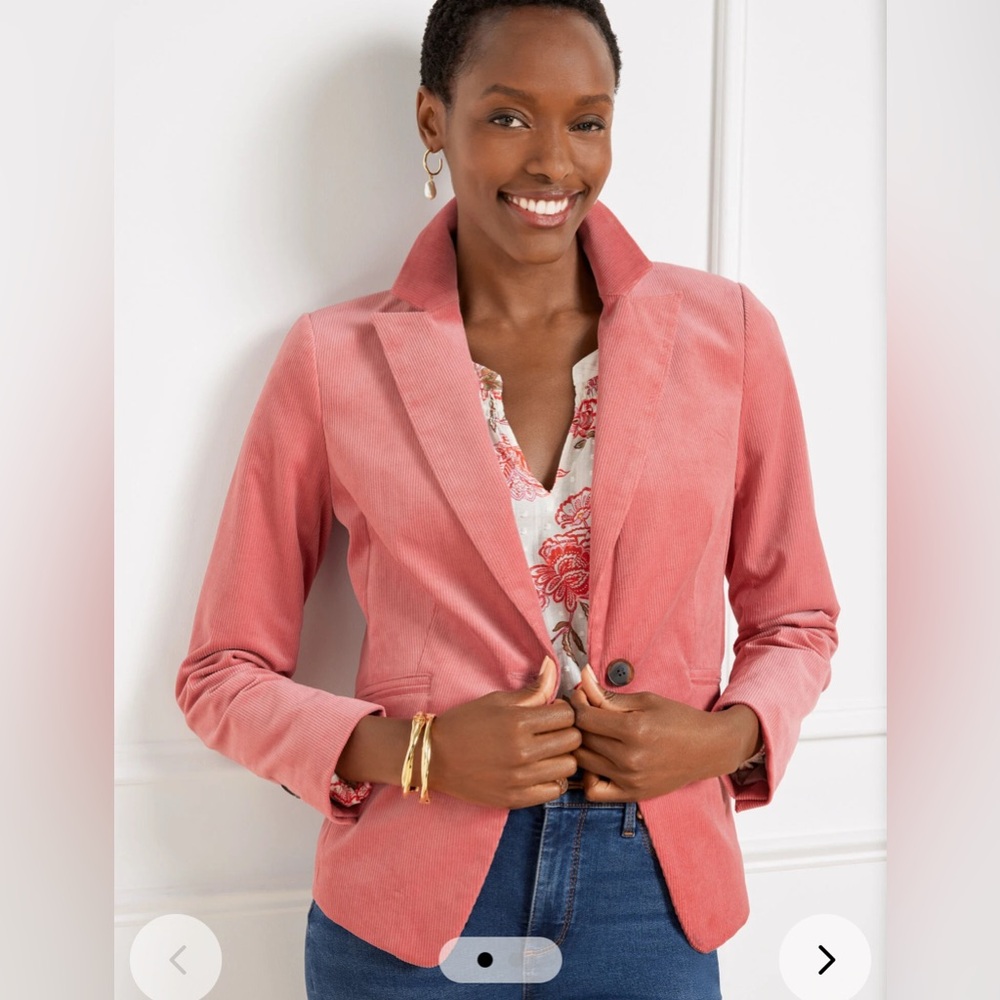 NWT Plush Corduroy Cutaway Rose Pink/Coral Talbots Blazer Size 10
